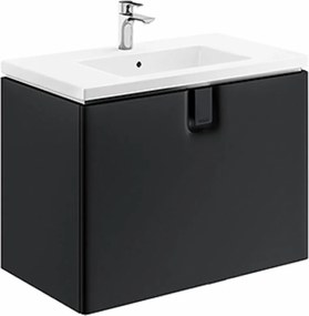 Dulap baza pentru lavoar suspendat cu sertar Kolo Twins 80 cm, negru mat