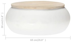 Masuta de cafea, alb, 68x68x30 cm, lemn masiv de mango 1, Alb, Lemn masiv de mango