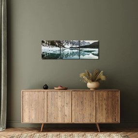 Tablou - lacul iarna (cu ceas) (90x30 cm)