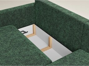 Colțar verde închis extensibil/cu spațiu de depozitare cu tapițerie din chenille (cu colț pe partea dreaptă/cu șezlong) Leon – Maison de Rêve