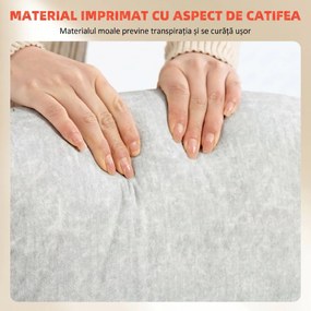 Scaun Ergonomic HOMCOM, Spătar Înalt, Tapițat în Catifea Imprimată, Cotiere Rabatabile, Alb Crem | Aosom Romania