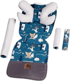 Baby Nellys Reversibil 5-ti Catifea set de atelier pentru cărucioare Dumbravă, verde / gri
