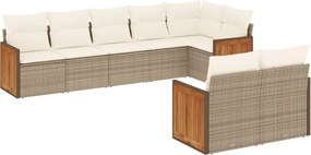 vidaXL Set canapele de grădină, 8 piese, cu perne, bej, poliratan