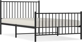 vidaXL Cadru pat metalic cu tăblii de cap/picioare, negru, 107x203 cm