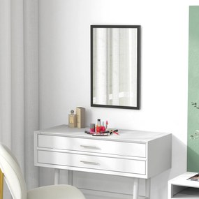 HOMCOM Oglindă Dreptunghiulară de Perete cu Cârlige, Sticlă și MDF, 60x80 cm, Negru | Aosom Romania