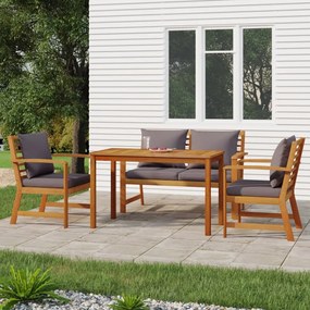3154979 vidaXL Set mobilier de grădină cu perne, 4 piese, lemn masiv de acacia