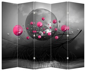 Paravan - Bile abstracte roz (210x170 cm)