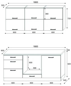 Set mobilier de bucătărie ELISE 180 cm, grafit
