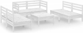 vidaXL Set mobilier de grădină, 7 piese, alb, lemn masiv de pin