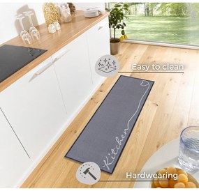 Covor tip traversă Zala Living The Kitchen is Open, 50 x 150 cm, gri