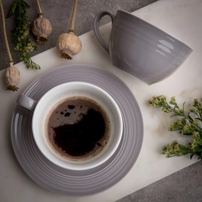 Set servire ceai sau cafea, 12 piese, 6 persoane, gri, Linea