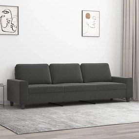 348995 vidaXL Canapea cu 3 locuri, gri închis, 210 cm, țesătură microfibră