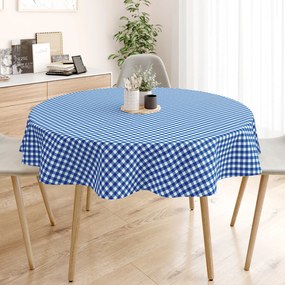 Goldea față de masă decorativă menorca - carouri mari albastru-alb - rotundă Ø 110 cm