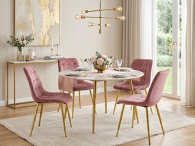 OFERTA Scaun de masa SPLIT VELVET cu picioare aurii, roz inchis calitatea II
