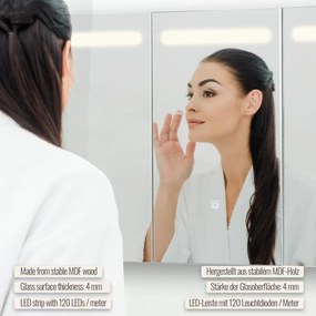 MIADOMODO Dulap cu oglindă cu iluminare LED, 90 x 65 cm