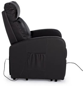 Fotoliu recliner electric negru din piele ecologica si lemn, Alzapersona Bizzotto