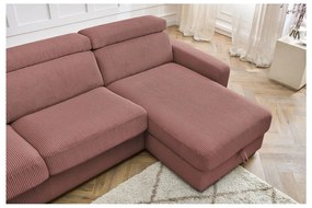 Colțar roz extensibil cu tapițerie din catifea reiată (cu colț variabil) Monaco – Bobochic Paris