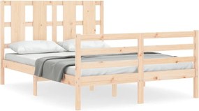 vidaXL Cadru de pat cu tăblie, dublu, lemn masiv