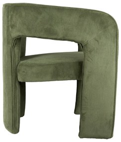 Fotoliu verde cu tapițerie din catifea reiată Vigor – Leitmotiv