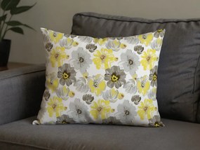 Set 2 bucati fete de perna decorative din microfibra FEONELLE 50x70 cm, galben-gri