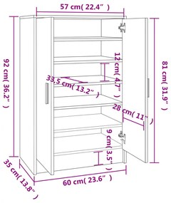 Pantofar, stejar fumuriu, 60x35x92 cm, lemn prelucrat 1, Stejar afumat, 1, Stejar afumat