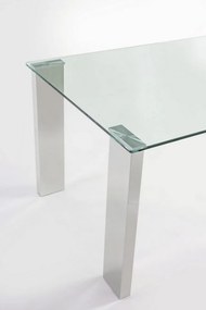 Masa dining pentru 6 persoane transparenta/crom din sticla temperata, 160 cm, New Arley Bizzotto