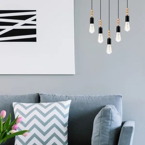 Candelabru pe cablu SIMON 5xE27/60W/230V negru