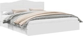 vidaXL Pat cu storage cu headboard Alb 180 x 200 cm Lemn compozit
