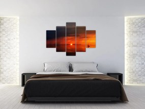 Tabloul apusului de soare cu barca (150x105 cm)