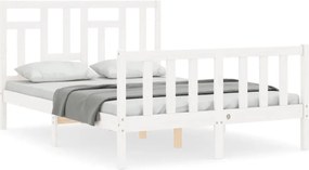 vidaXL Cadru de pat fără saltea, alb, 140x200 cm, lemn masiv pin