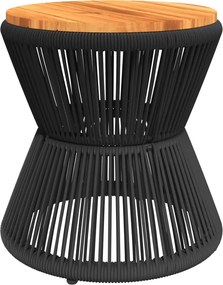 vidaXL Măsuță cafea bază din sârmă negru Ø 45x44 cm, lemn masiv acacia