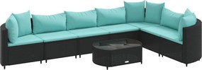 vidaXL Set mobilier de grădină cu perne, 8 piese, negru, poliratan