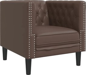 vidaXL Fotoliu Chesterfield, maro, piele ecologică