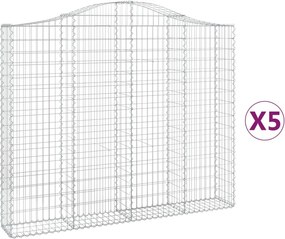 vidaXL Coșuri gabion arcuite 5 buc, 200x30x160/180 cm, fier galvanizat