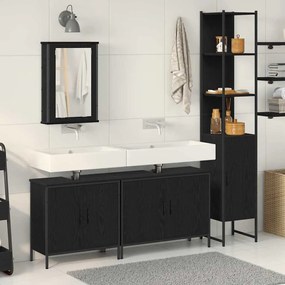 vidaXL Set de Mobilier pentru Baie 4 Piese Negru Stejar Lemn Prelucrat