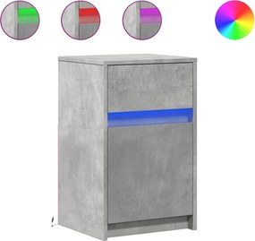 vidaXL Noptiere cu lumini LED, 2 buc., gri beton, lemn prelucrat