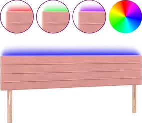 vidaXL Tăblie de pat cu LED, roz, 180x5x78/88 cm, catifea