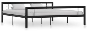 Cadru de pat, negru si alb, 180 x 200 cm, metal Alb si negru, 180 x 200 cm
