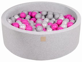 Meowbaby – Piscina rotunda 90x30 cm cu 200 mingi pentru copii – Light Grey