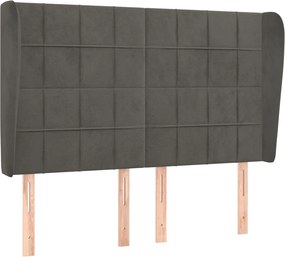 vidaXL Tăblie de pat cu aripioare gri închis 147x23x118/128 cm catifea