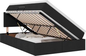 vidaXL Pat cu saltea și LED cu saltea Negru 120 x 200 cm țesătură