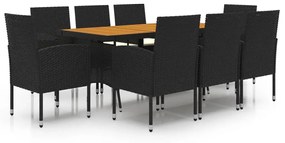 3120110 vidaXL Set mobilier de exterior, 9 piese, negru, poliratan