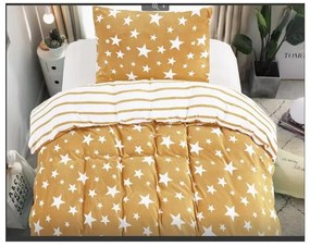 2x lenjerie de pat din microplus STARS bej + cearsaf din microplus SOFT 180x200 cm alb