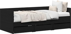 vidaXL Daybed cu headboard Stejar Negru 90 x 190 cm Lemn compozit