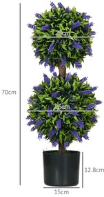 HOMCOM Set de 2 plante artificiale, plantă artificială rezistentă la UV în ghiveci, 70 cm plantă de interior pentru camera de zi, grădină | Aosom Romania