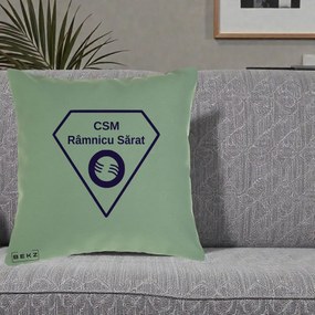 Perna Personalizata CSM Ramnicu Sarat Fotbal, 40x40 cm, Verde, Husa Detasabila, Perna Inclusa, BEKZ®