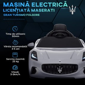 AIYAPLAY Mașină Electrică pentru Copii 3-5 Ani cu 2 Motoare, Telecomandă și Muzică, 98x59x43 cm, Gri | Aosom Romania