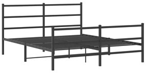 355386 vidaXL Cadru pat metalic cu tăblie de cap/picioare , negru, 160x200 cm