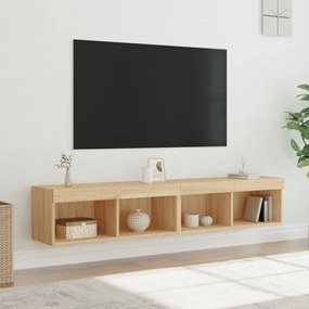 837146 vidaXL Comode TV cu lumini LED, 2 buc., stejar sonoma, 80x30x30 cm