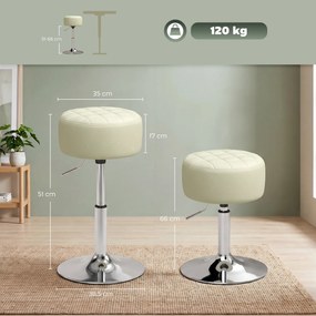 HOMCOM Scaun de Bar din Piele Ecologică PU, Reglabil pe Înălțime, Șezut Moale Gros, Rotire 360°, Pentru Insulă, Alb | Aosom Romania